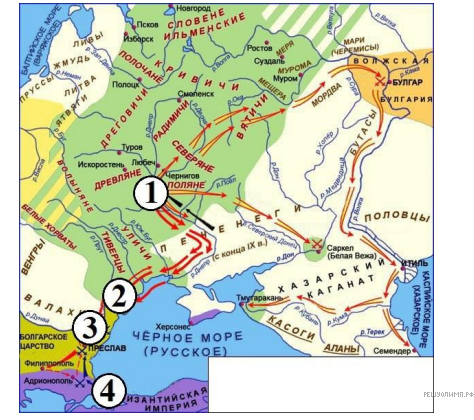 Запишите название городов указаны на карте цифрами 1 2.